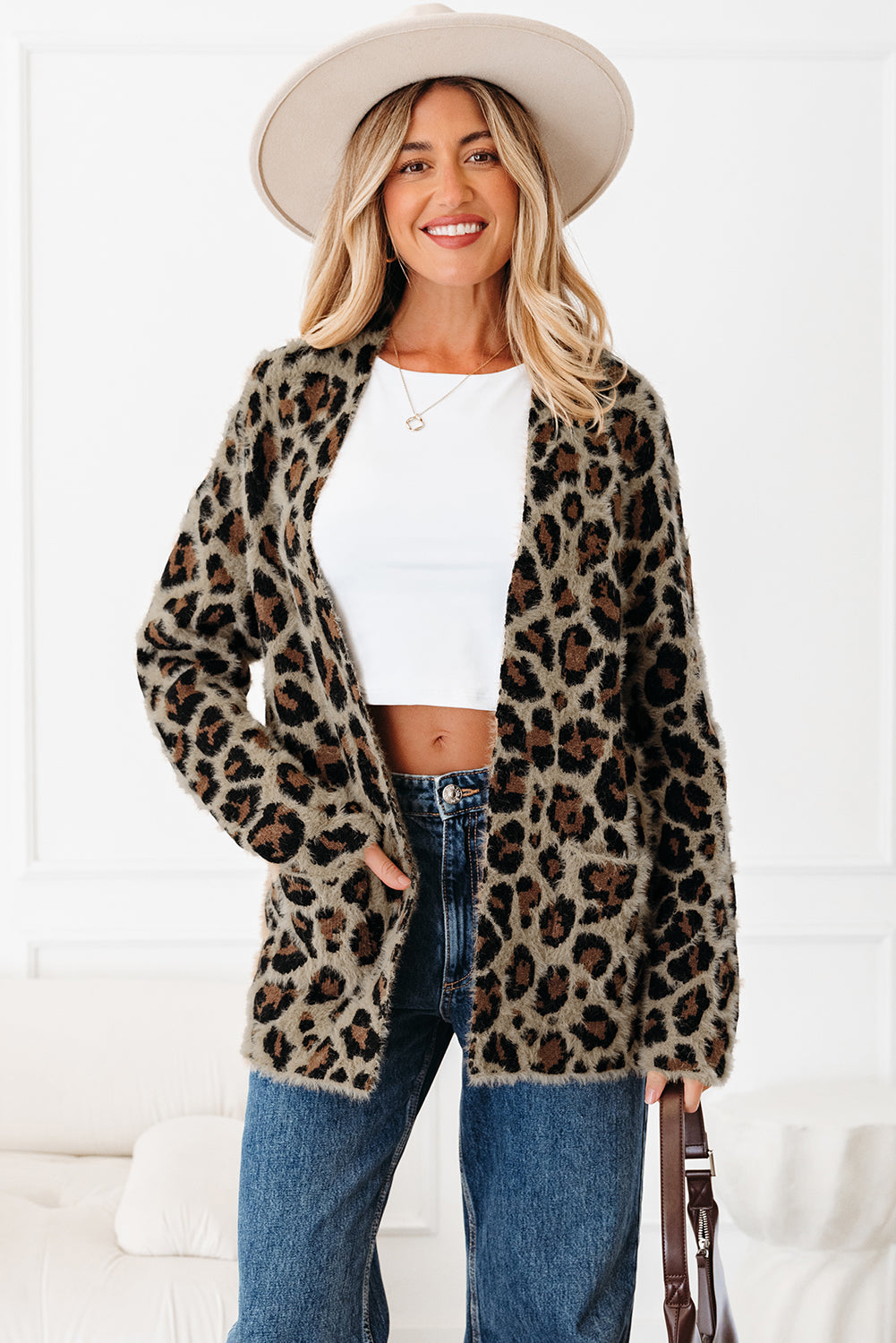 Brown Leopard Open Casual Cardigan 🇺🇸
