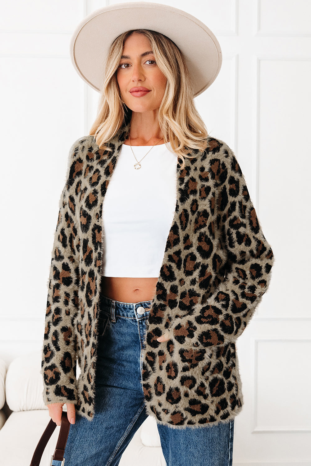 Brown Leopard Open Casual Cardigan 🇺🇸