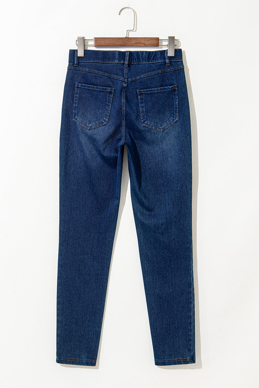 Ashleigh Blue Multiple Pockets Straight Leg Washed Stretchy Knit Casual Jeans 🇨🇳