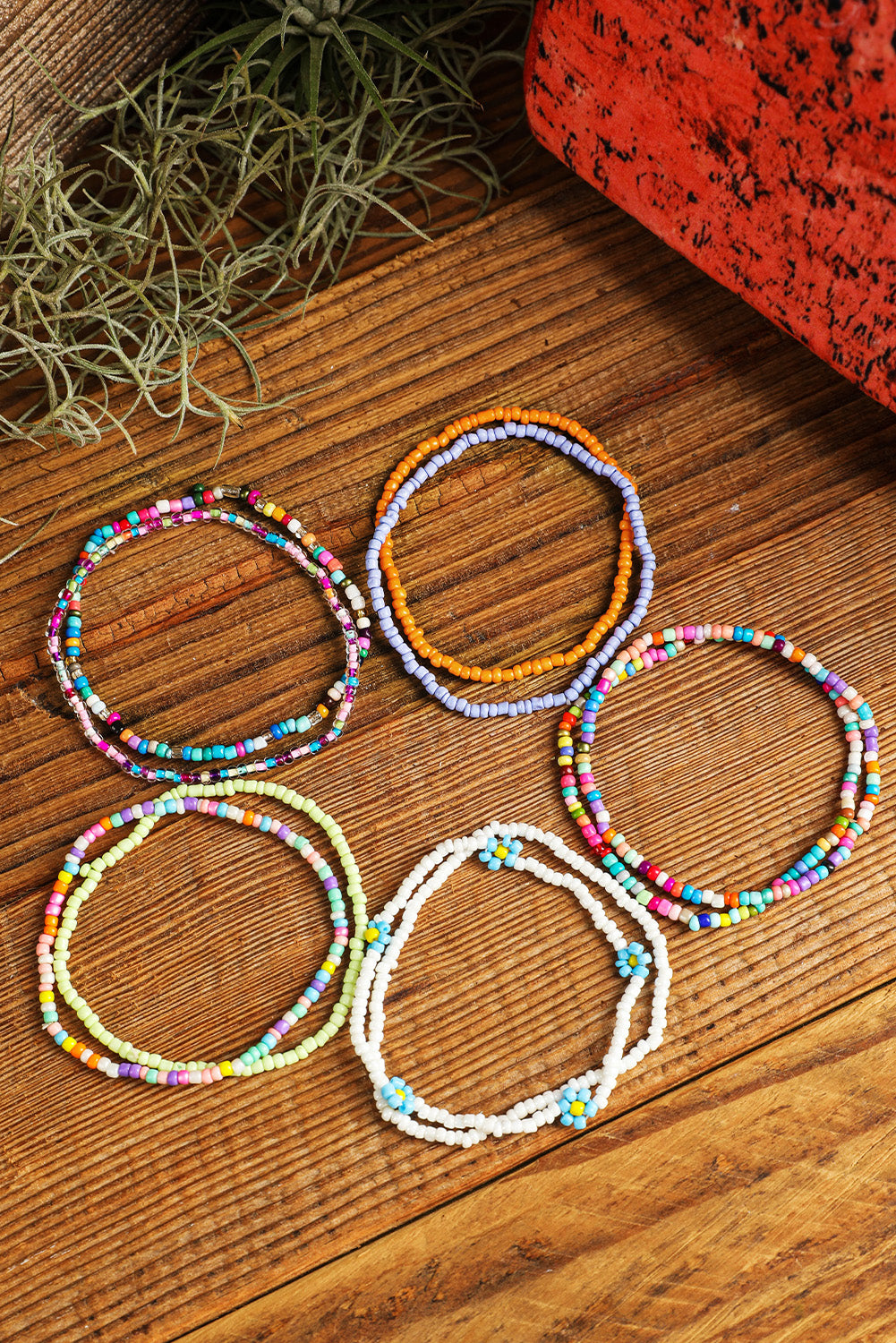 Yellow Flower Random Color Multi Layered Beaded Anklet Set 🇨🇳