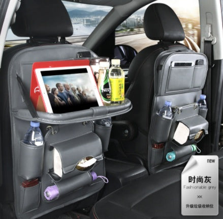 PU Leather Car Storage Bag Multifunction Seat Back Tray Hanging Bag Waterproof Organizer Interior Accessories 🇨🇳