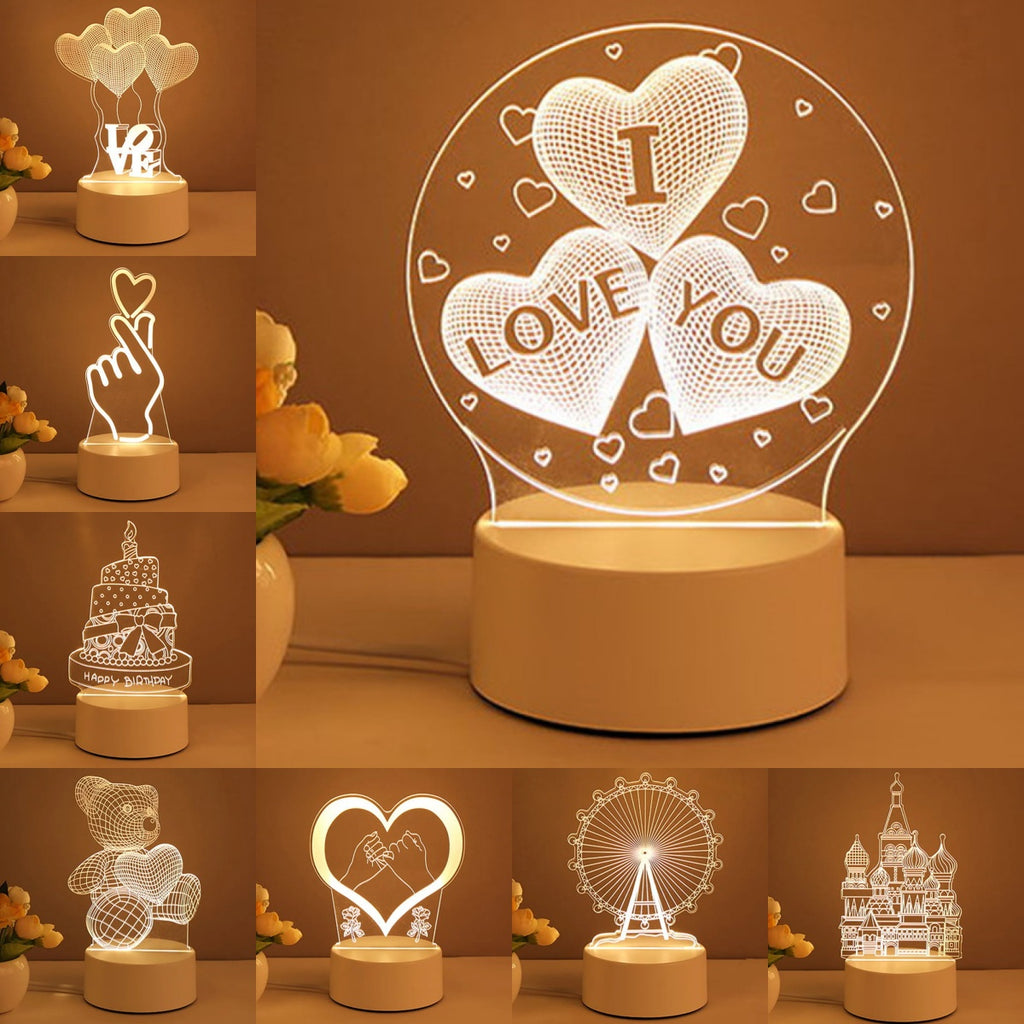 3D Lamp Acrylic USB LED Night Lights Neon Sign Lamp 🇨🇳