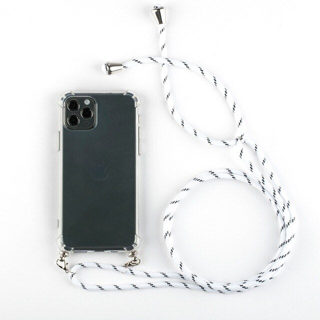 Phone Case For iPhone 11Pro 11 Pro Max Airbag Cover Silicone TPU Clear Case Coque With Lanyard Strap for iPhone 11 🇨🇳