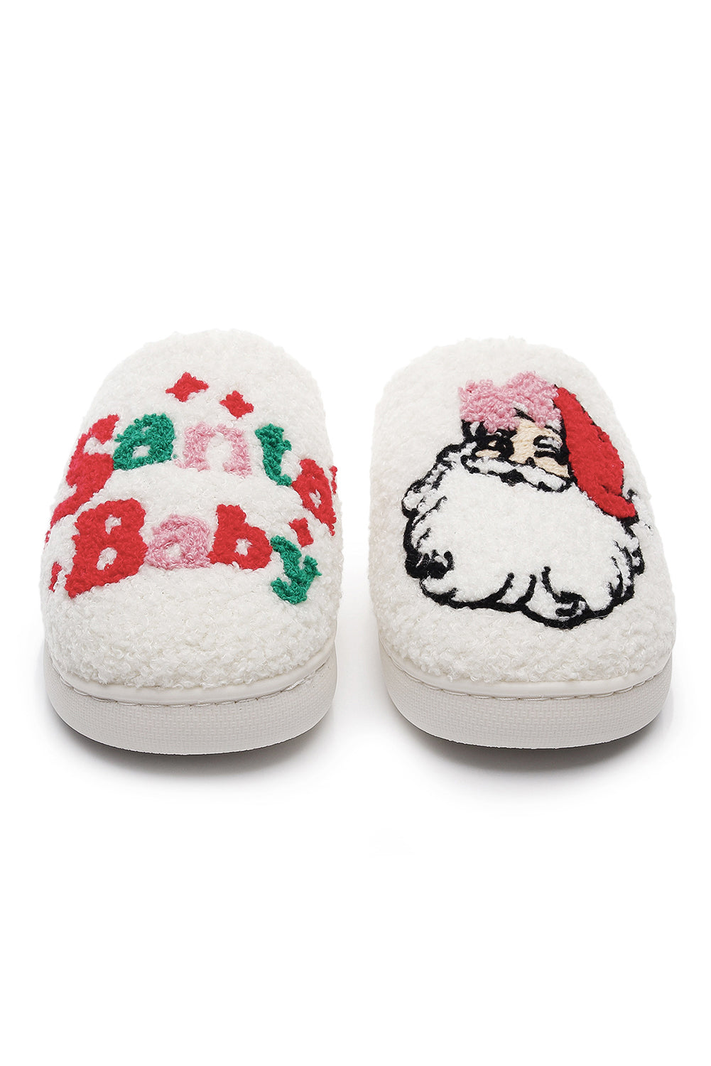 White Plush Santa Baby Christmas Slippers 🇺🇸