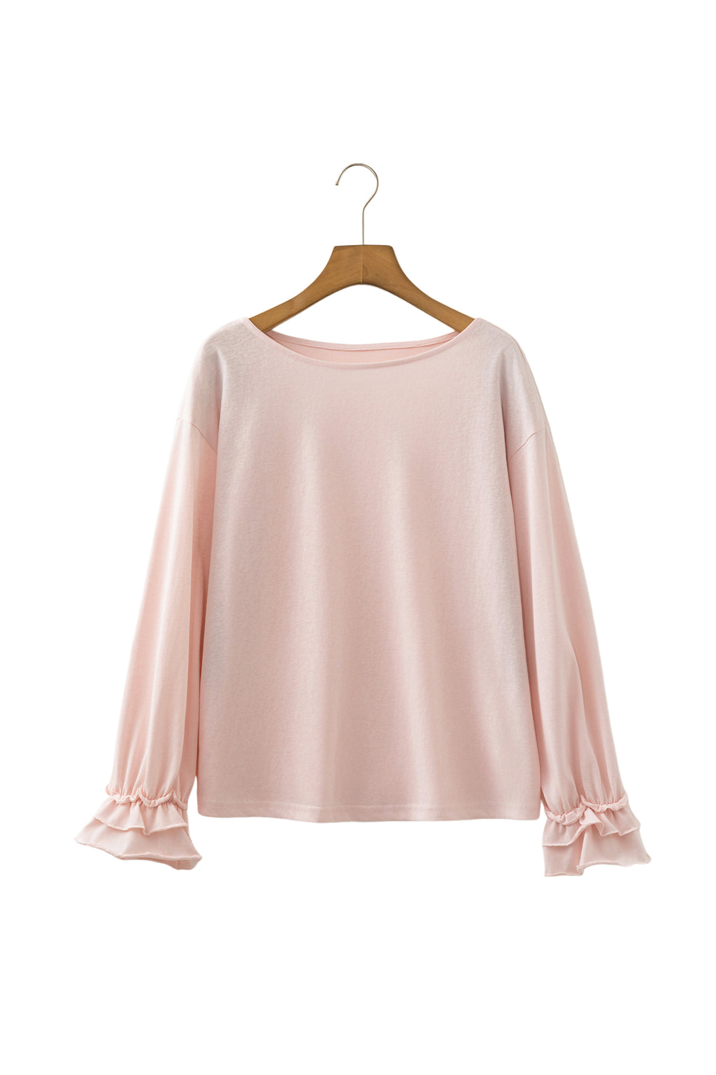Gossamer Pink Ruffle Sleeve Long Sleeve Loose Pullover Top 🇬🇧