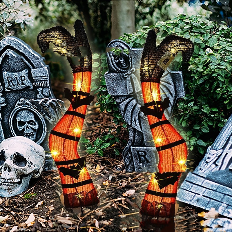 Halloween Outdoor Party Haunted House Garden Glowing Evil Orange Witch Legs Acrylic Decoration Plug-in 🇨🇳