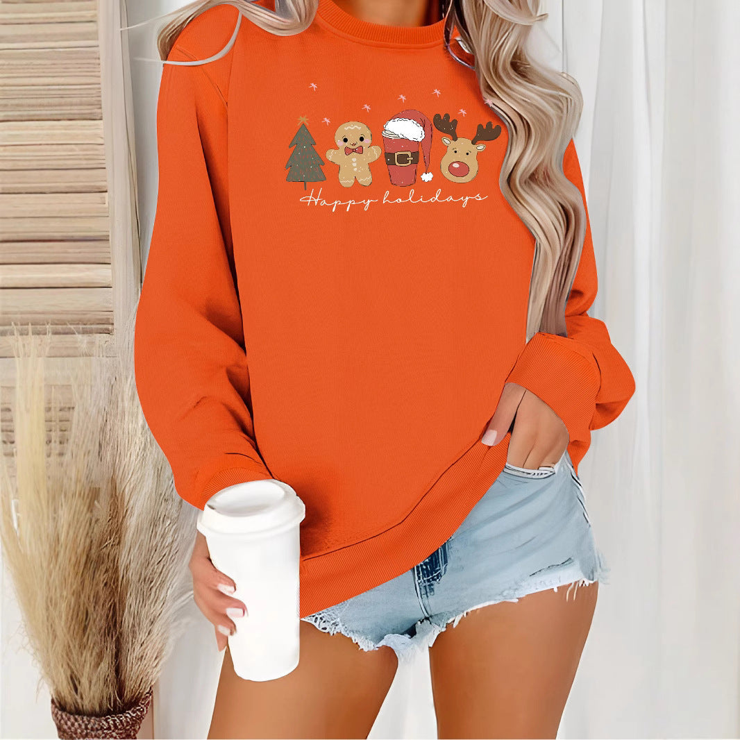 Christmas print hoodie round neck 🇨🇳