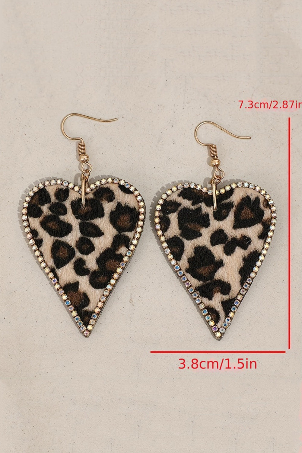 Multicolour Rhinestone Edge Leopard Print Heart Shape Earrings 🇨🇳