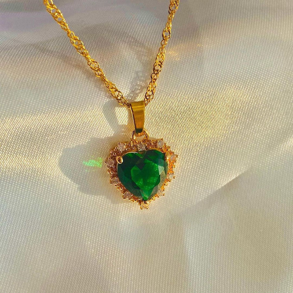 Colorful Rhinestones Heart-shped Necklace Love Gold Clavicle Chain Personalized Jewelry For Women 🇨🇳