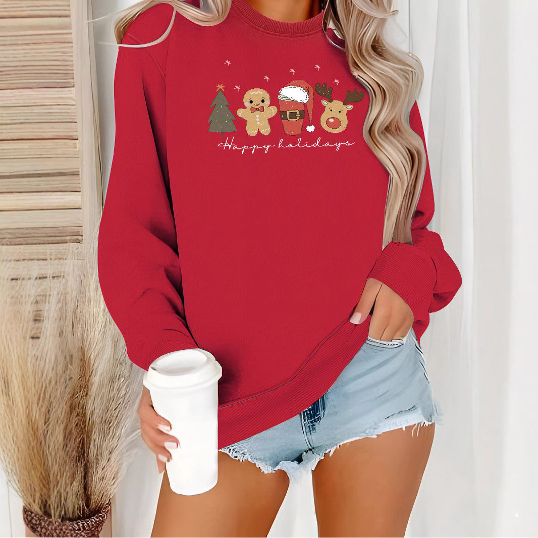 Christmas print hoodie round neck 🇨🇳