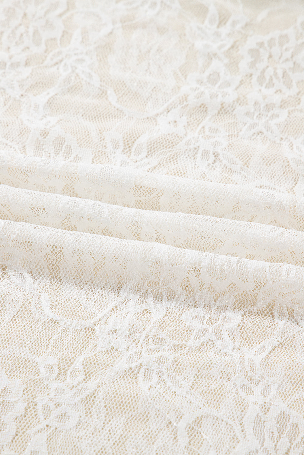 White Sheer Lace Mesh Mock Neck Slim Fit Long Sleeve Top 🇺🇸