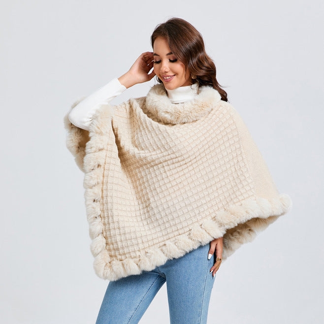 Fur Collar Shawl Cape Luxury Fur Cape Wraps Shawl Autumn Winter Fashion Graceful Cloak Outerwear 🇨🇳