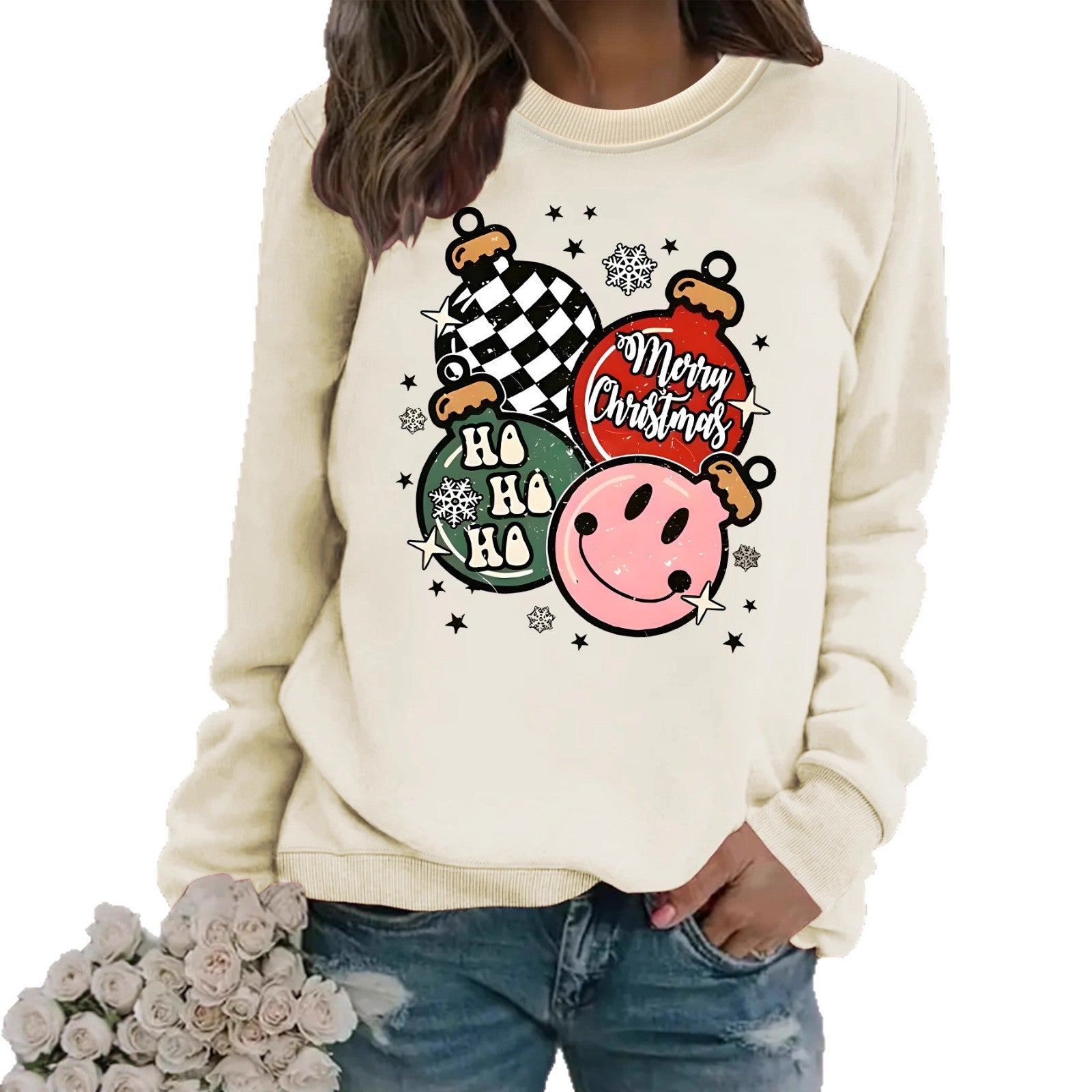 Christmas themed print sweatshirt 🇨🇳