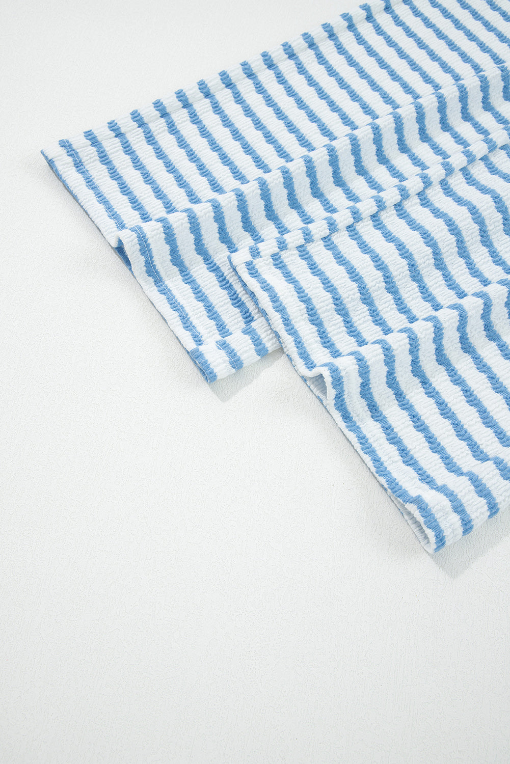 Sky Blue Stripe Collared Pullover Top and Drawstring Pant Set 🇺🇸