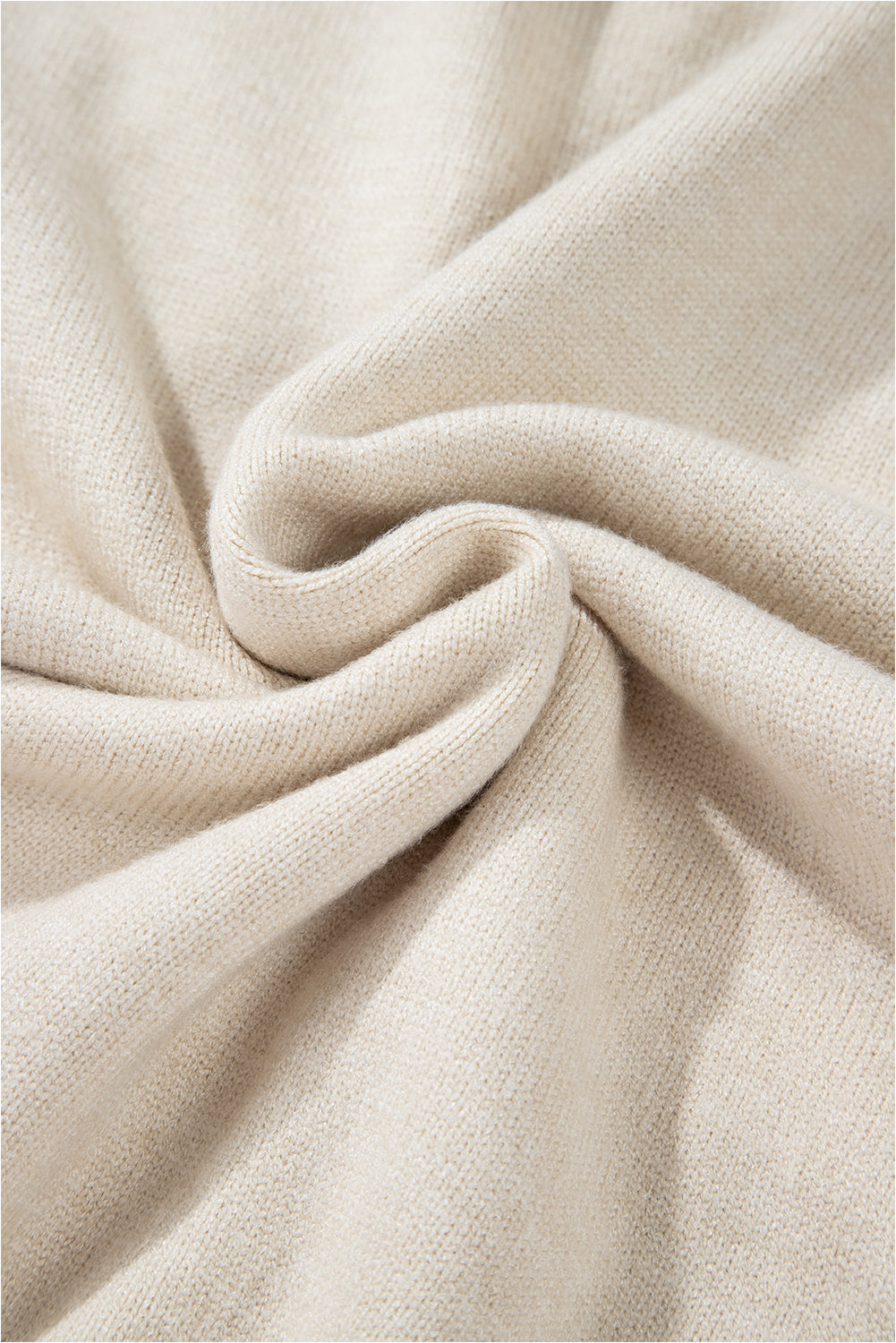 Beige Flower Stitching Mock Neck Sweater 🇺🇸