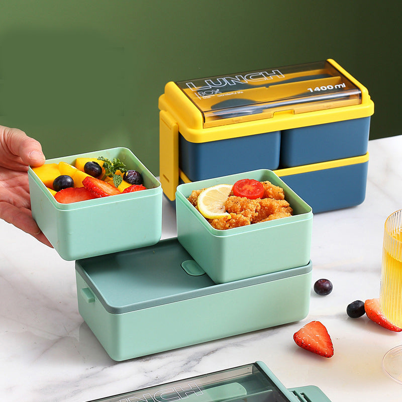 Double layer plastic lunch box, bento box, microwave sealed and insulated lunch box 🇨🇳