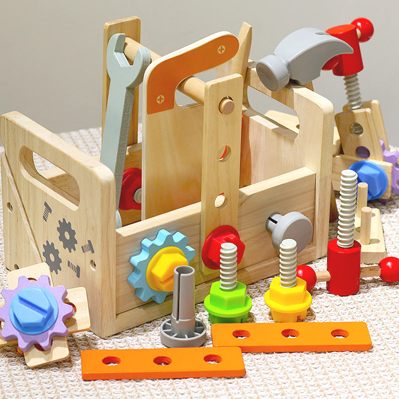 Children's wooden hand-held toolbox, screw and nut disassembly tool, desk tool, puzzle toy 🇨🇳