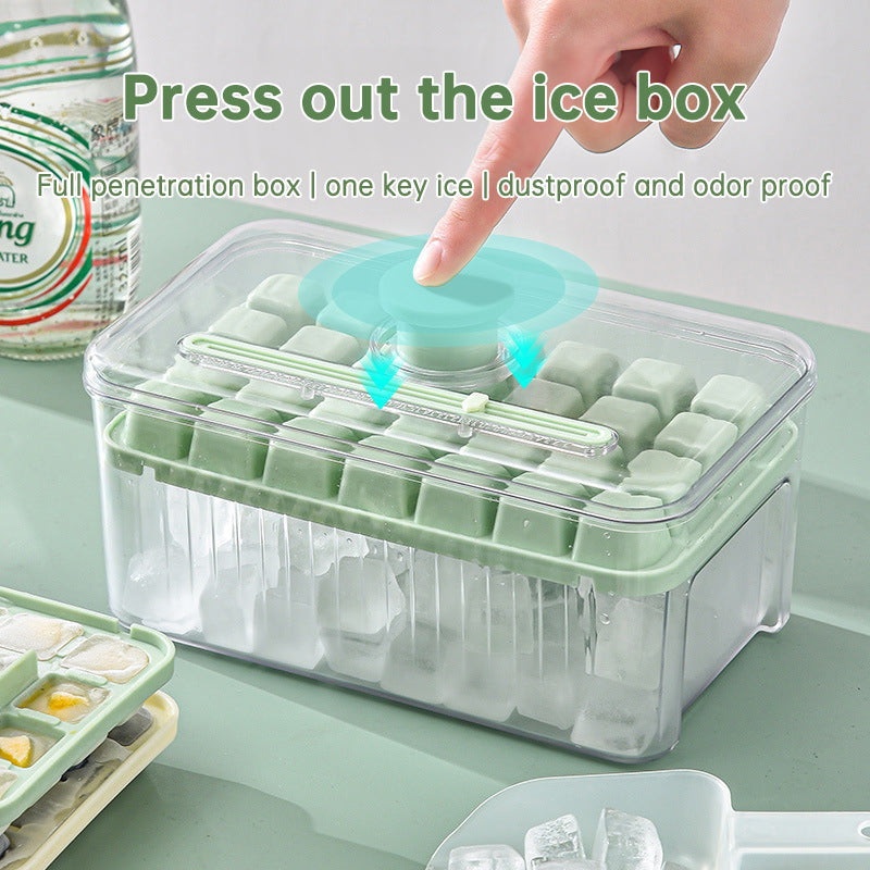 Press Type Ice Cube Box Refrigerator Artifact Silicone Mold With Cover Household Sealed Food Grade Ice Maker 🇨🇳