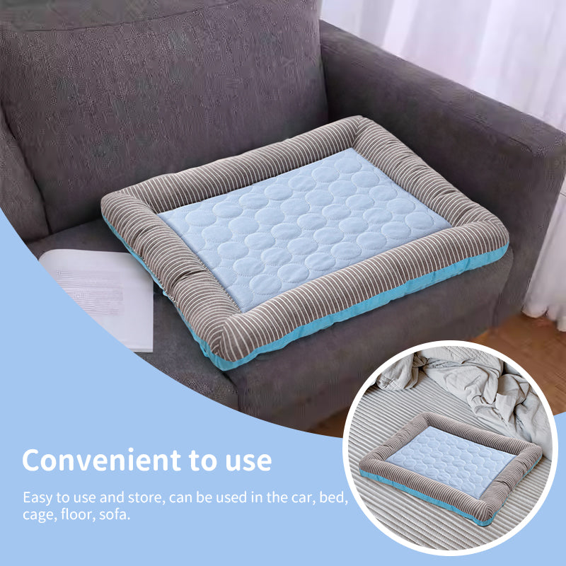 Cooling pet mats for dogs & cats (puppies/kittens): ice silk, breathable, soft summer pads in pink/blue 🇨🇳