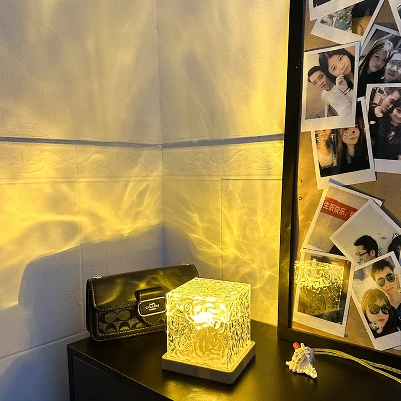 3/16 Colors Dynamic Rotating Water Ripple Projector Night Light Flame Crystal Lamp for Living Room Study Bedroom Bedside Decor 🇨🇳