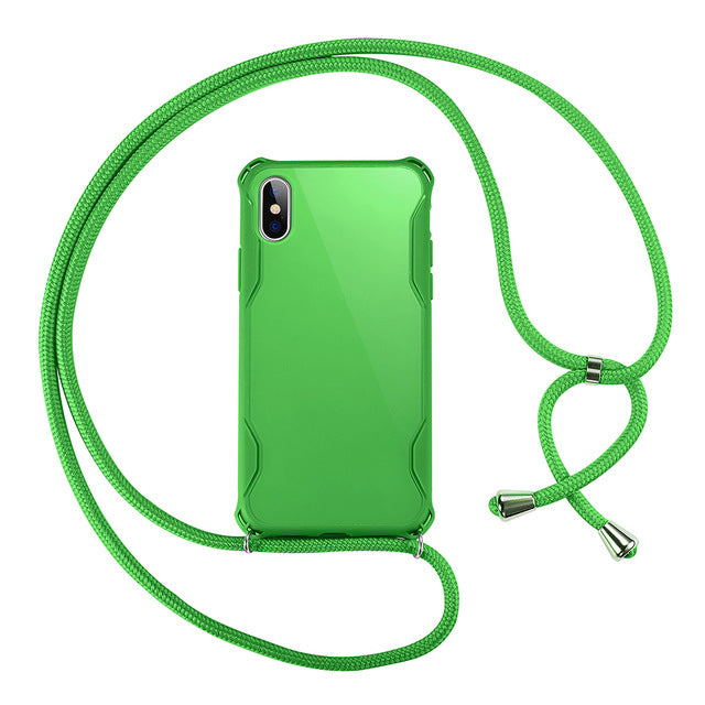 Lanyard Chain Tape Necklace Candy Color Phone Case For iPhone 11 7 8 Plus X XR XS 11Pro Max Airbag Soft TPU Back Shell For Carry 🇨🇳