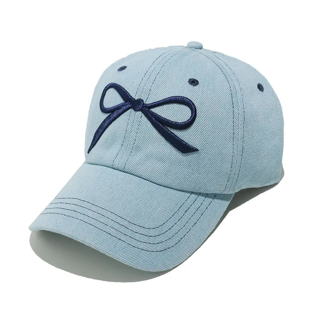 Bow Embroidered Denim Baseball Cap 🇨🇳