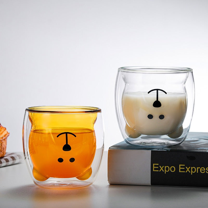 Creative Cartoon Double Glass Bear Cup 🇨🇳