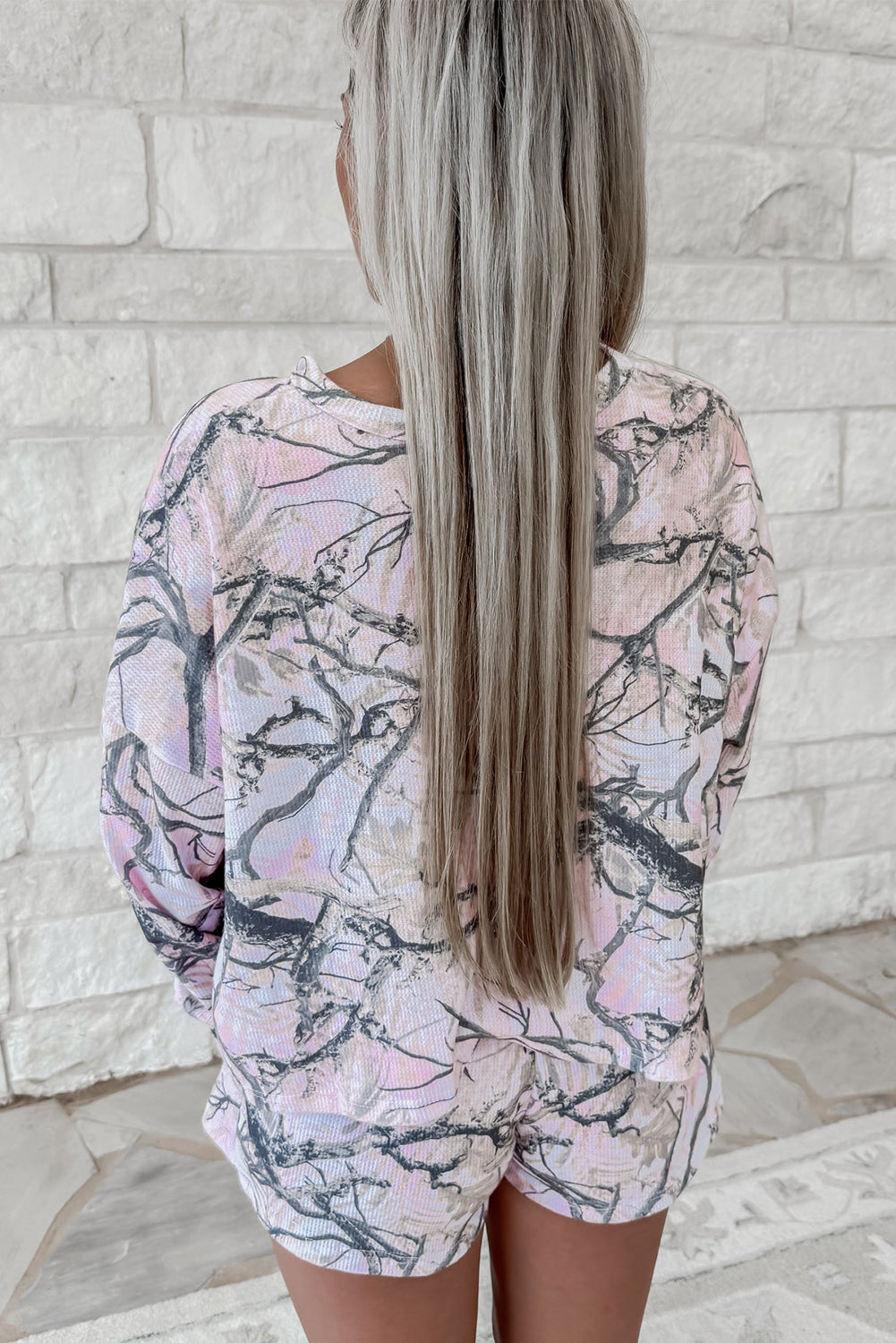 Pink Camo Henley Top and Short Set 🇺🇸