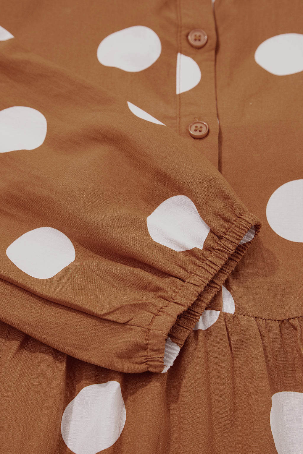 Brown Polka Dot Button Front Long Sleeve Shift Dress 🇺🇸