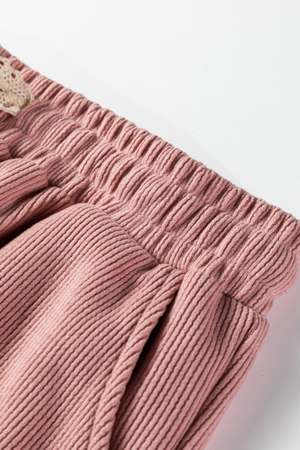 Rose Tan Lace Drawstring Pullover Hoodie and High Waist Pants Corduroy Suit 🇺🇸