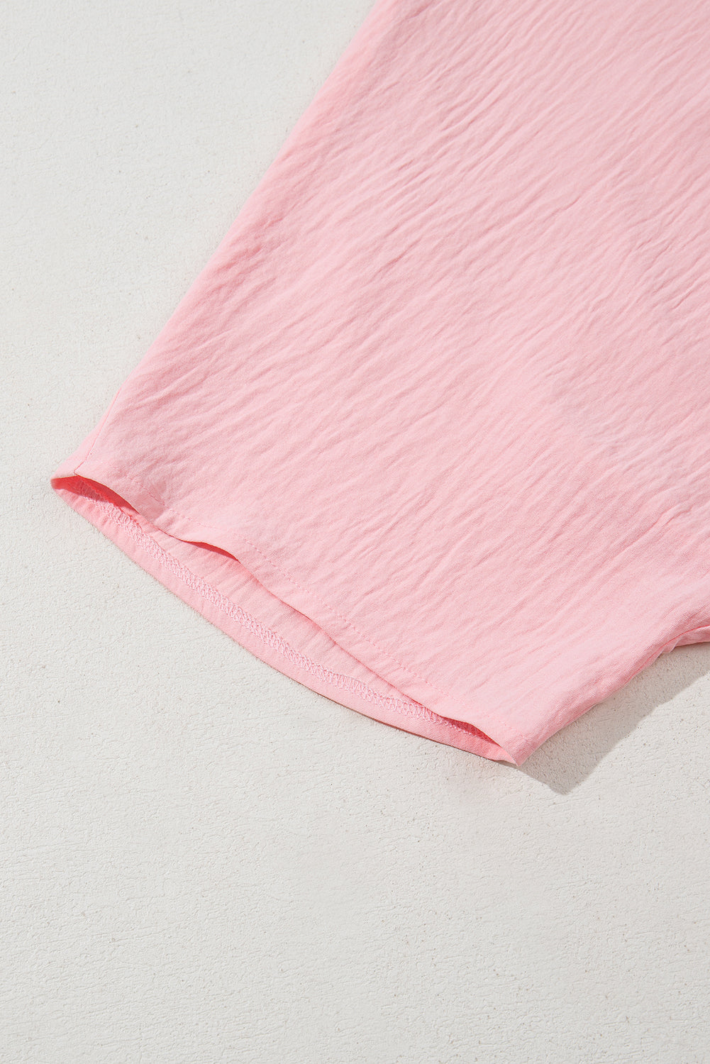 Pink Textured Half Sleeve V Neck Plus Size T Shirt with Chest Pocket 🇺🇲