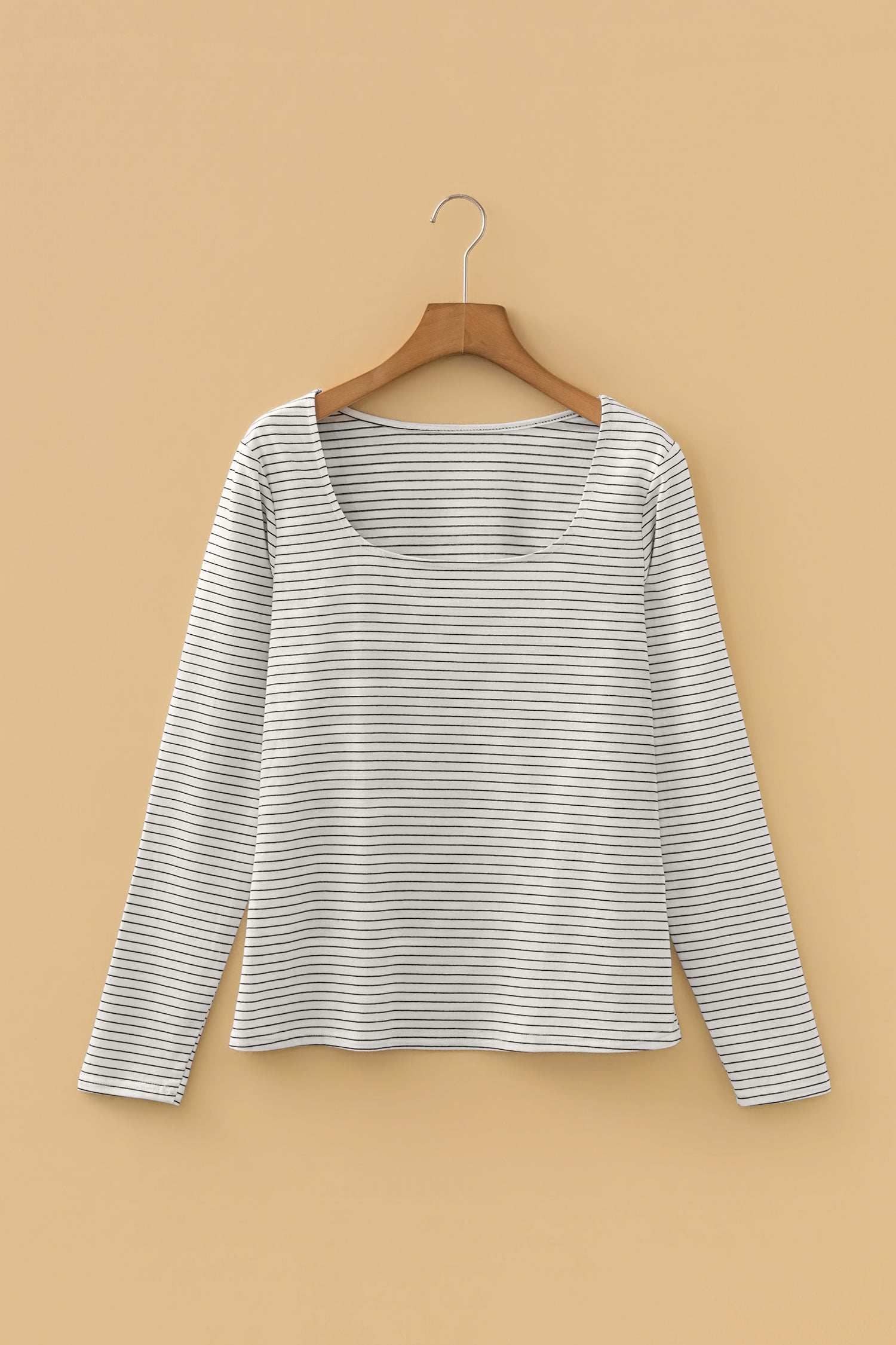 White Stripe Square Neck Long Sleeve Top 🇺🇸