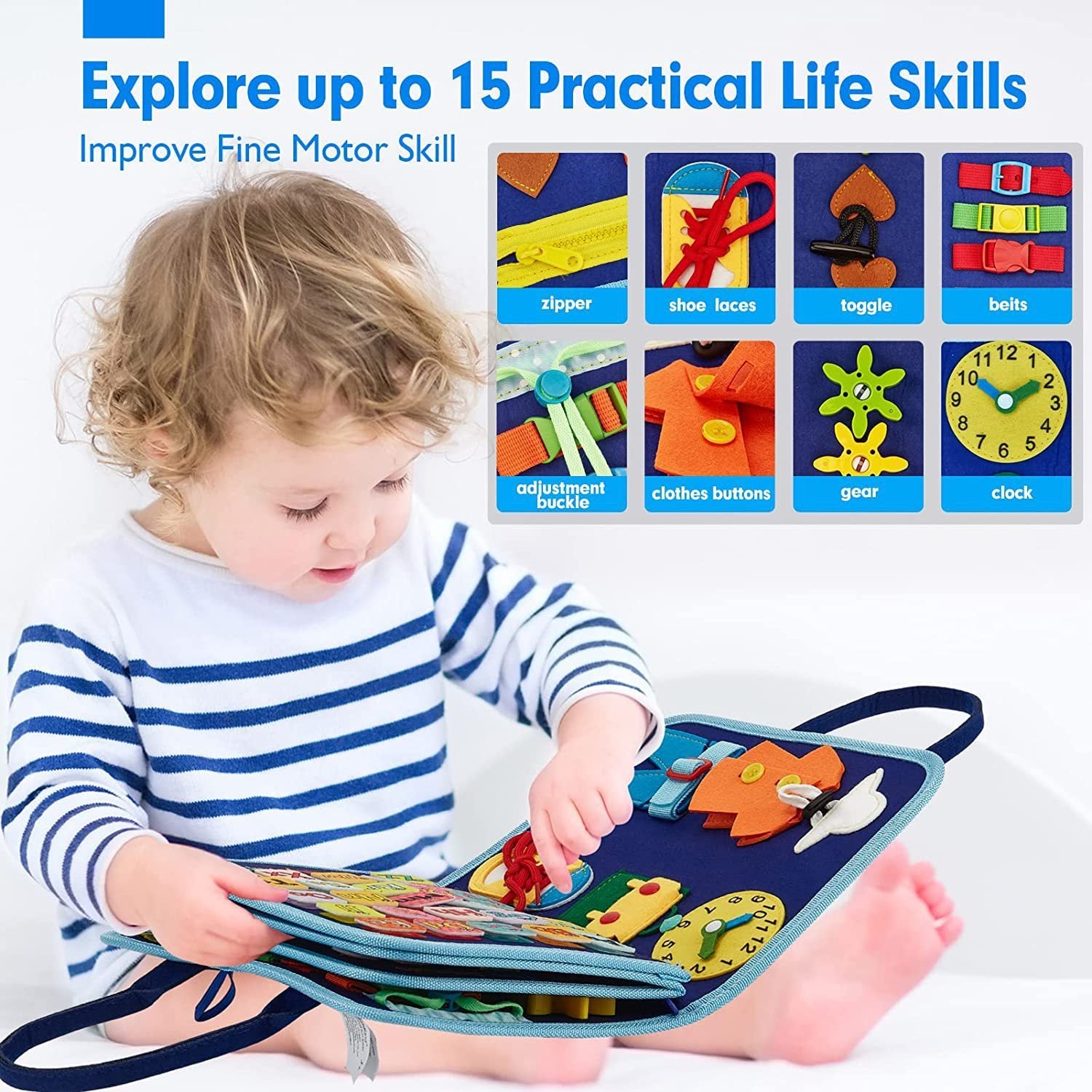 Children's Learning Board Early Education Toys Life Common Sense Dressing Lace-up Felt Bag Toddler Felt Busy Board 🇨🇳