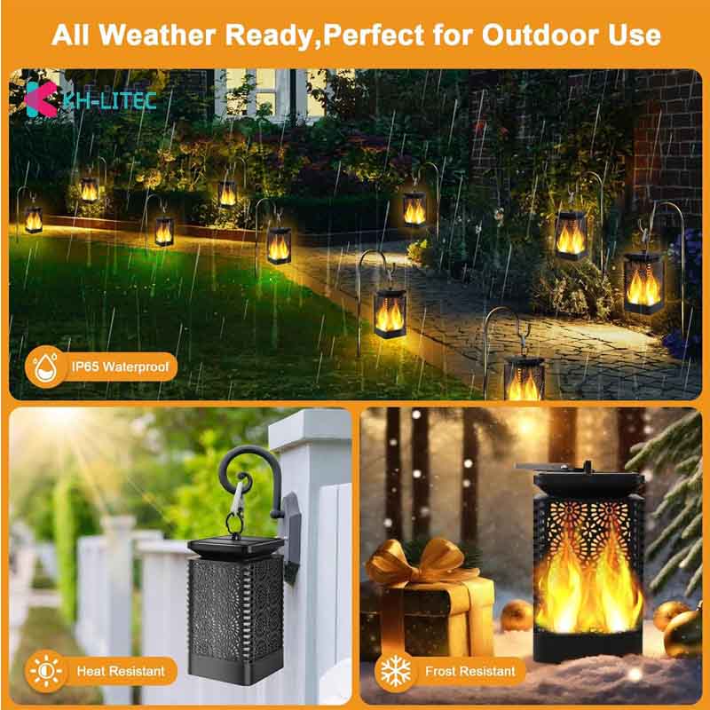 Solar Hanging Flame Torch Lights Flickering Light Waterproof Garden Decoration Outdoor Lawn Path Yard Patio Floor Lamps 🇨🇳