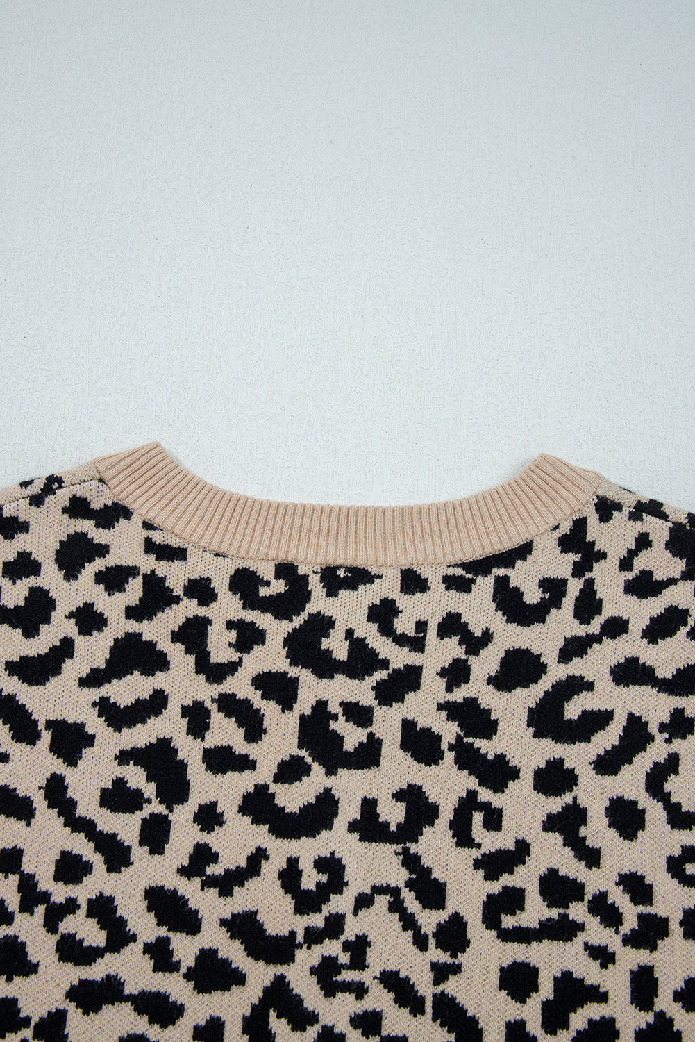 Black Leopard Drop Shoulder Chunky Knitted Cardigan Sweater 🇺🇸