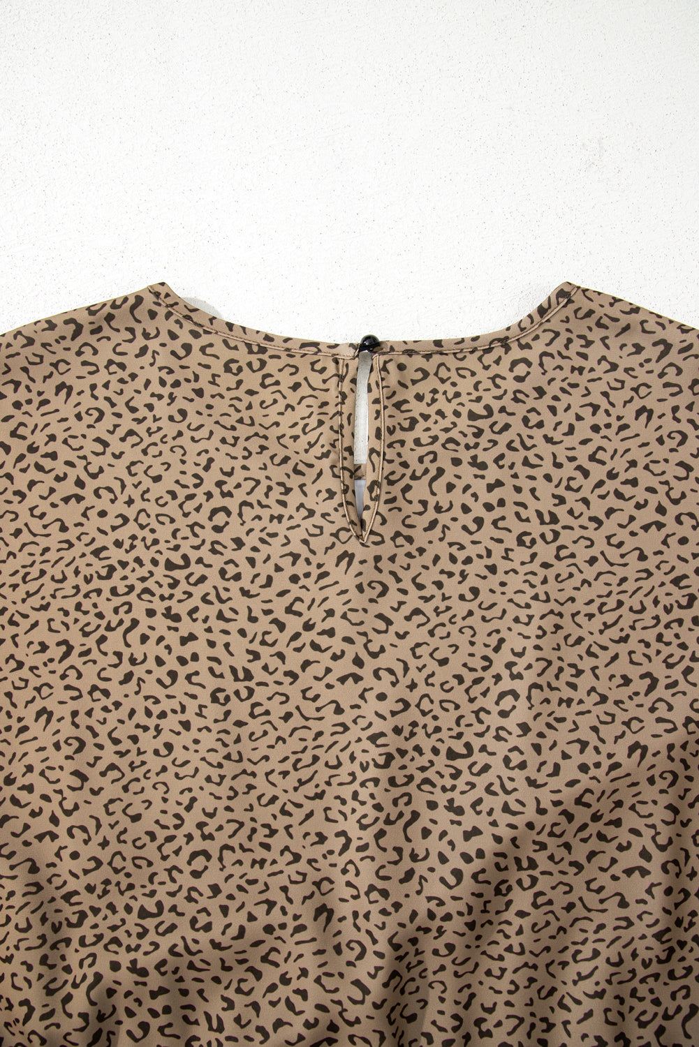 Brown Plus Size Leopard Print Frill Trim Short Sleeve Flared Dress 🇨🇳
