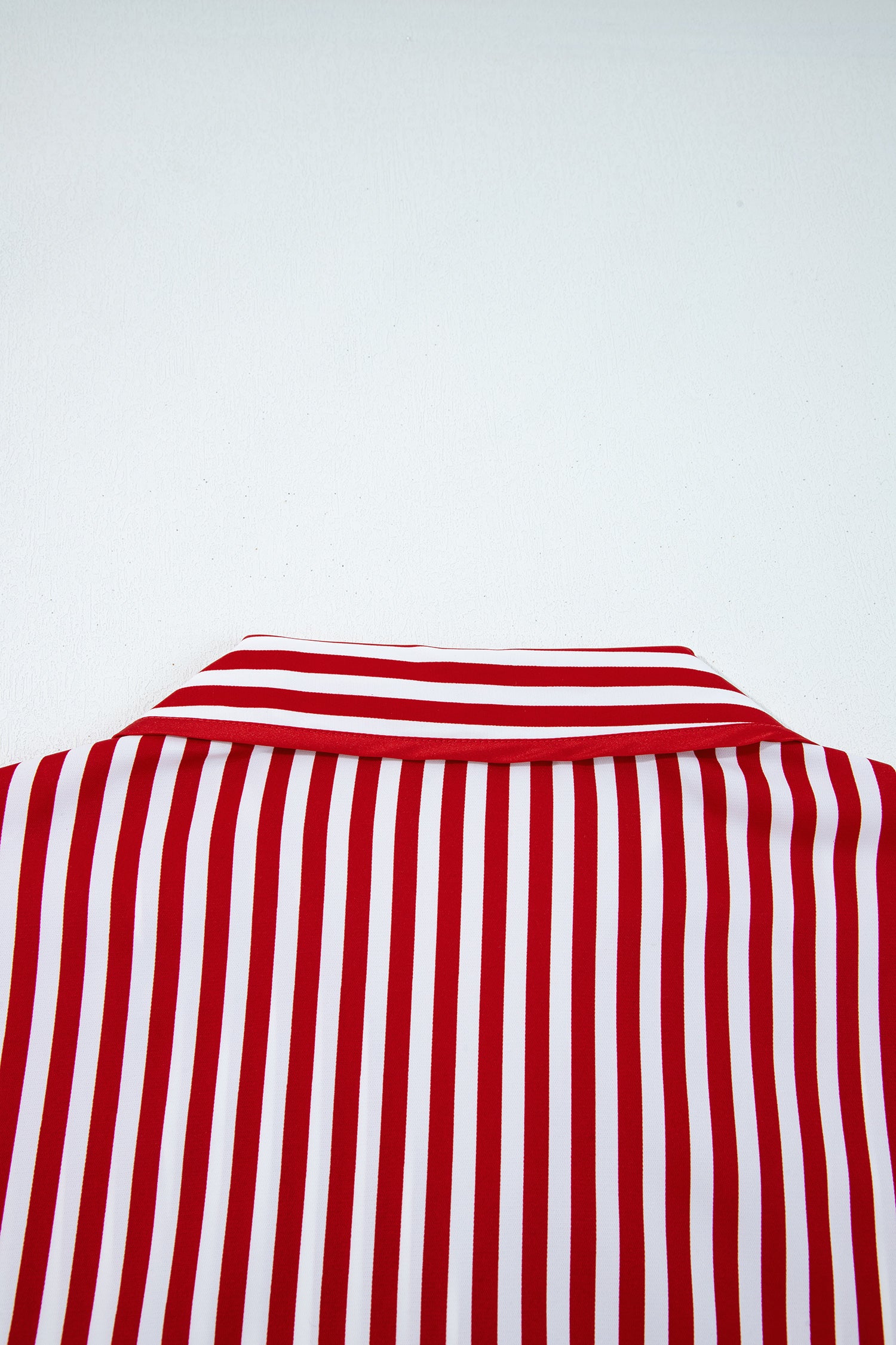 Red Stripe Contrast Velvet Trim Bow Knot Waist 2pcs Pajama Set 🇺🇸