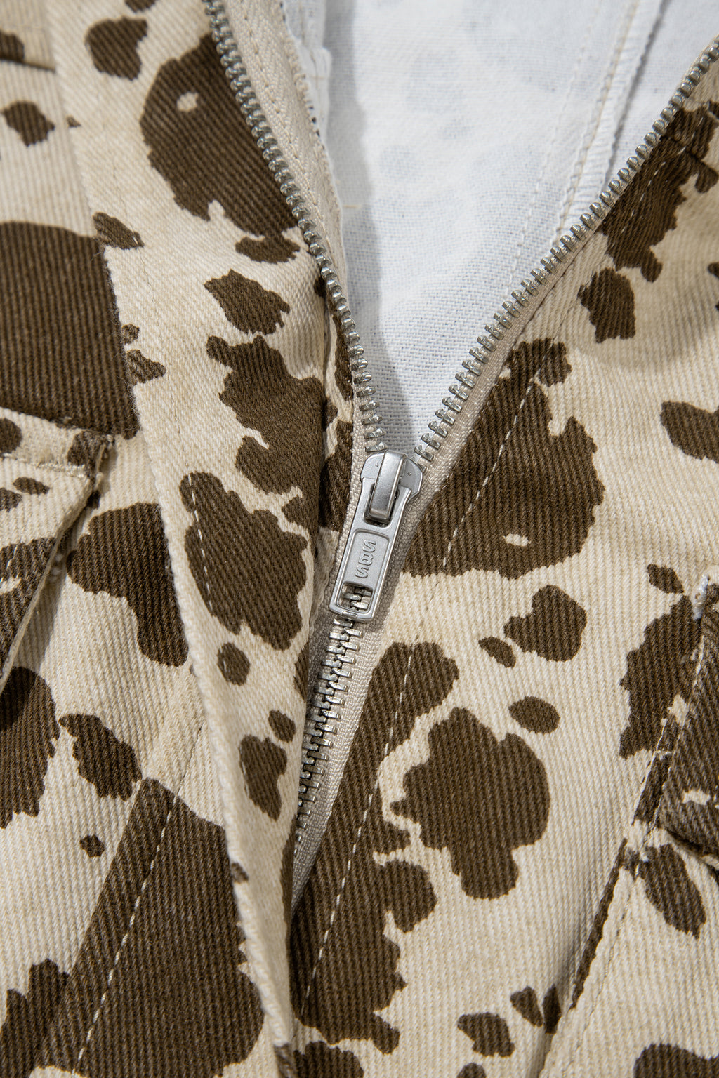 Brown Western Cow Print Cargo Pocket Denim Jacket 🇺🇸