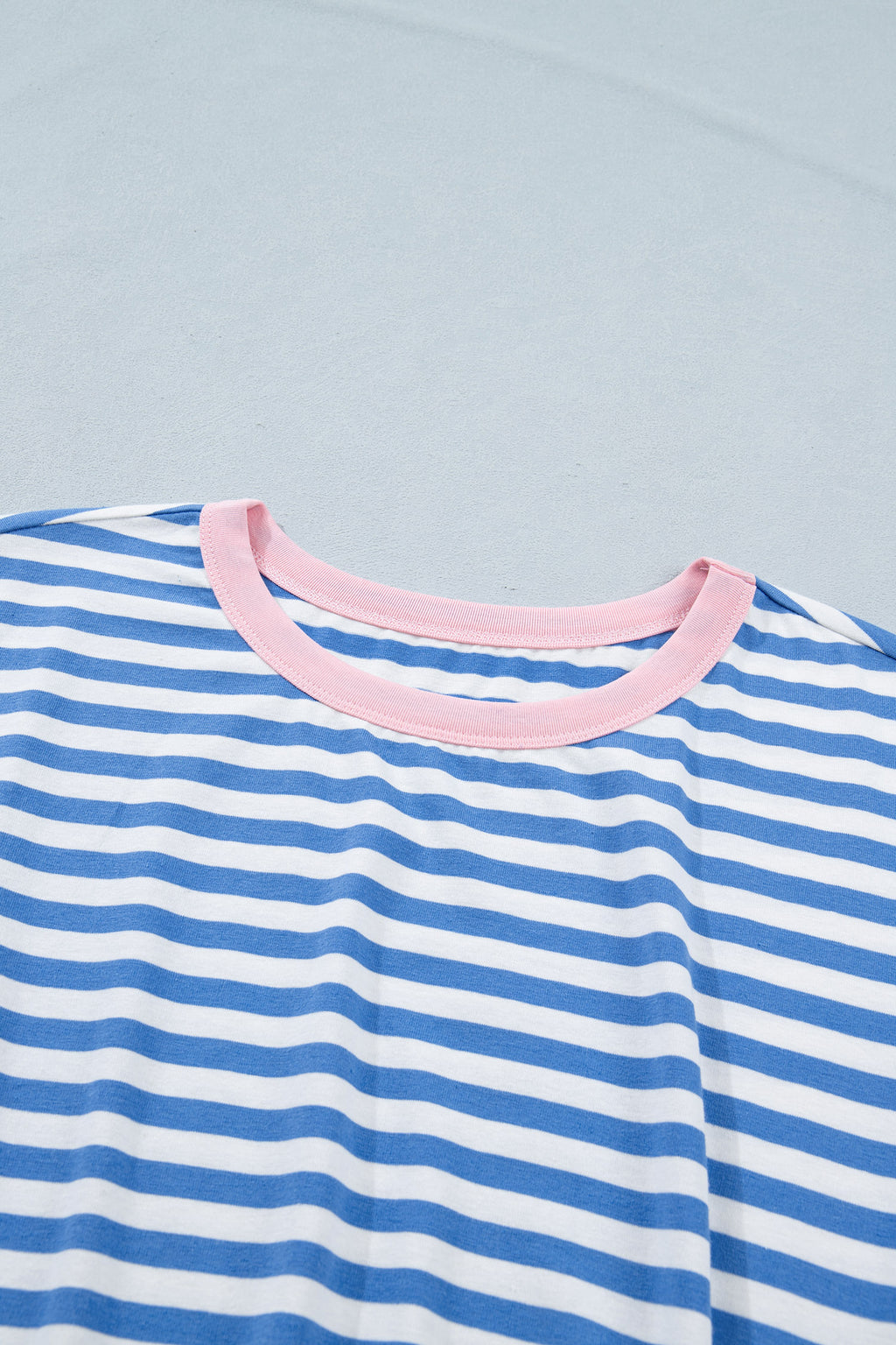 Sky Blue Stripe Nautical Tie Contrast Trim Round Neck T Shirt Mini Dress 🇺🇸
