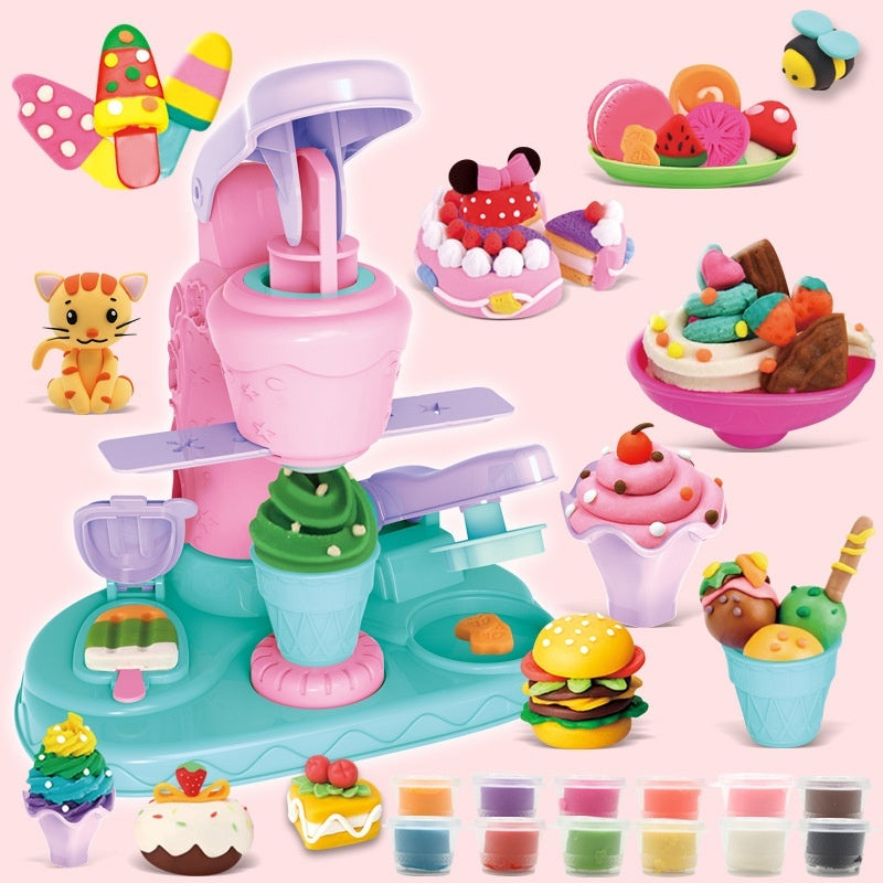 Fun Colored Clay Ice Cream Machine Children's Making Mold Suit Educational Toys 🇨🇳