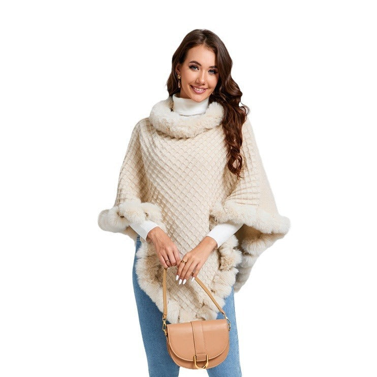 Fur Collar Shawl Cape Luxury Fur Cape Wraps Shawl Autumn Winter Fashion Graceful Cloak Outerwear 🇨🇳