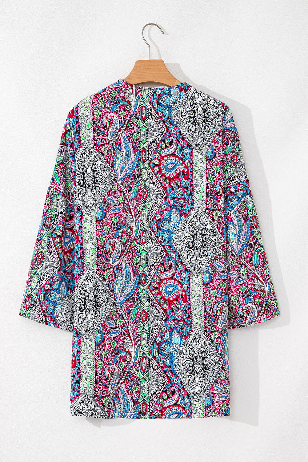 Red Paisley Print Open Front Kimono 🇨🇳