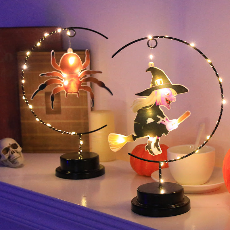 Led Halloween Wrought Iron Witch Modeling Lamp Atmosphere Decorative Lamp 🇨🇳