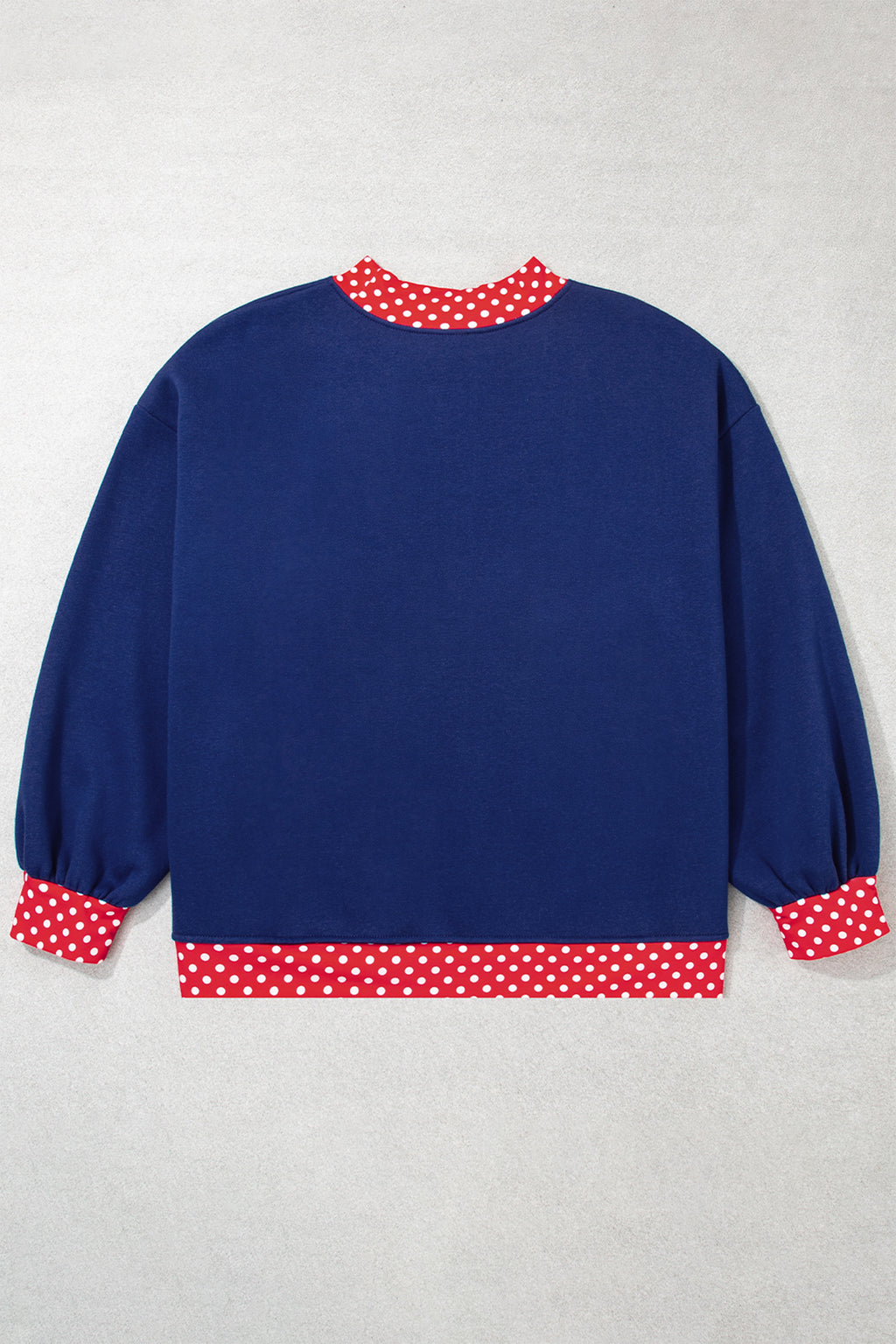 Red Polka Dot Patchwork Round Neck Plus Size Sweatshirt 🇺🇸