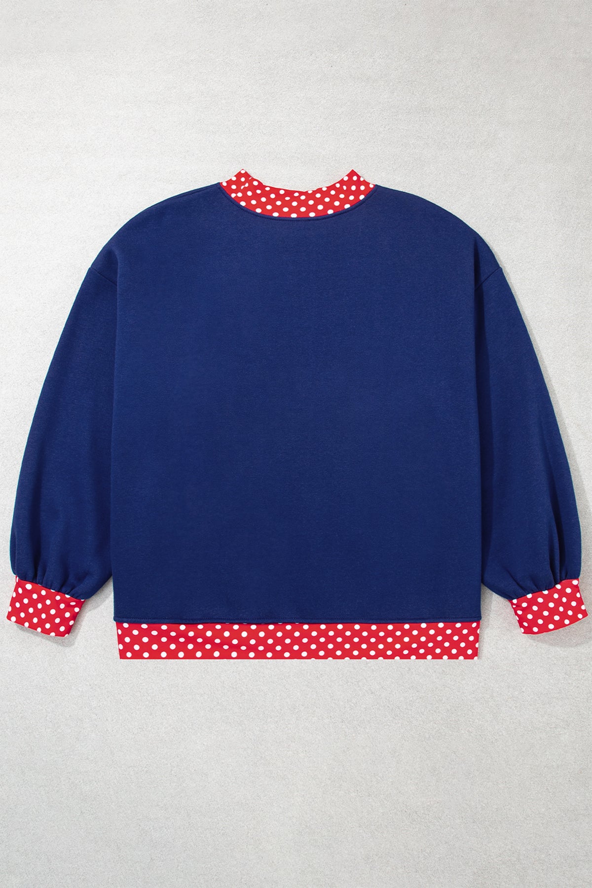 Red Polka Dot Patchwork Round Neck Plus Size Sweatshirt 🇺🇸