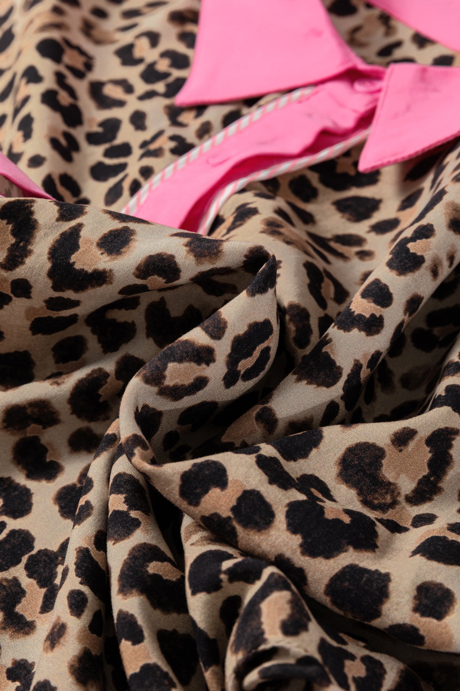 Brown Contrast Trim Leopard Top and Pant Set 🇺🇸