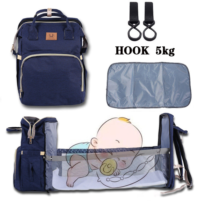 Folding Crib Fashion Maternal And Baby Large-capacity Double Shoulder Dad Backpack 🇨🇳
