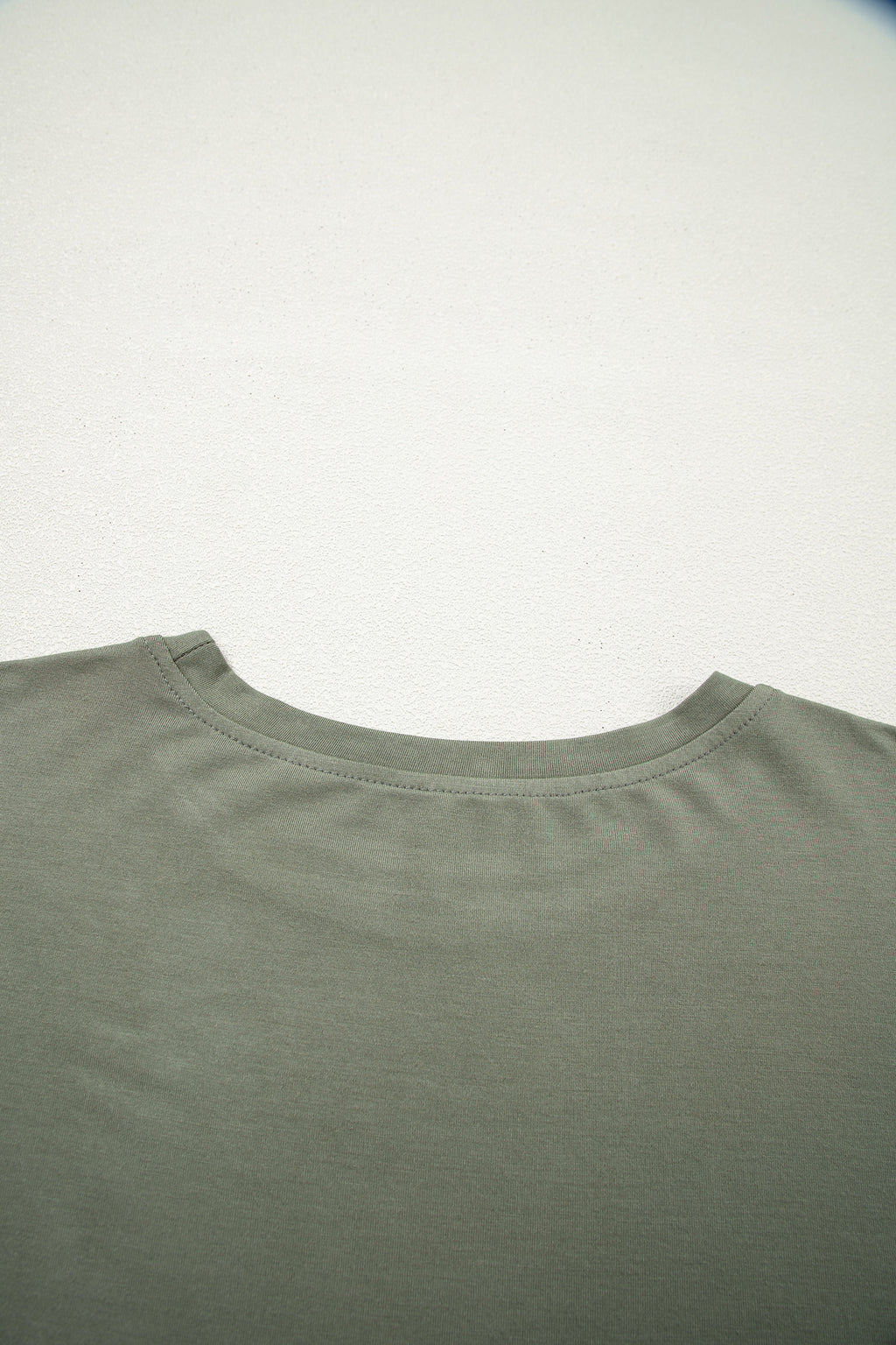 Laurel Green Solid Color Oversize Tee Tie Wrap Mini Skort 2pcs Set 🇺🇸