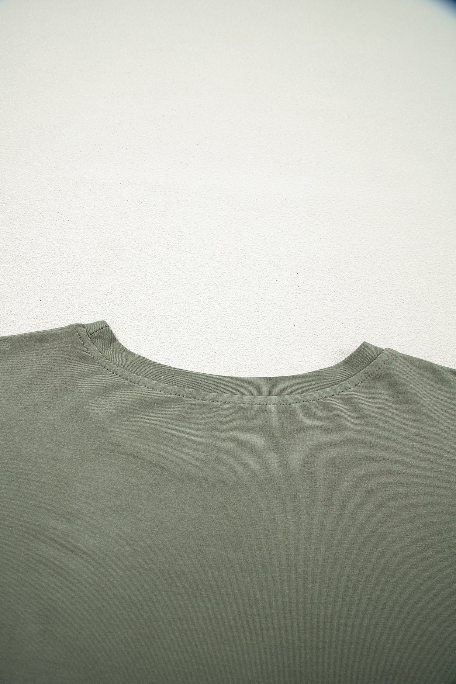Laurel Green Solid Color Oversize Tee Tie Wrap Mini Skort 2pcs Set 🇺🇸