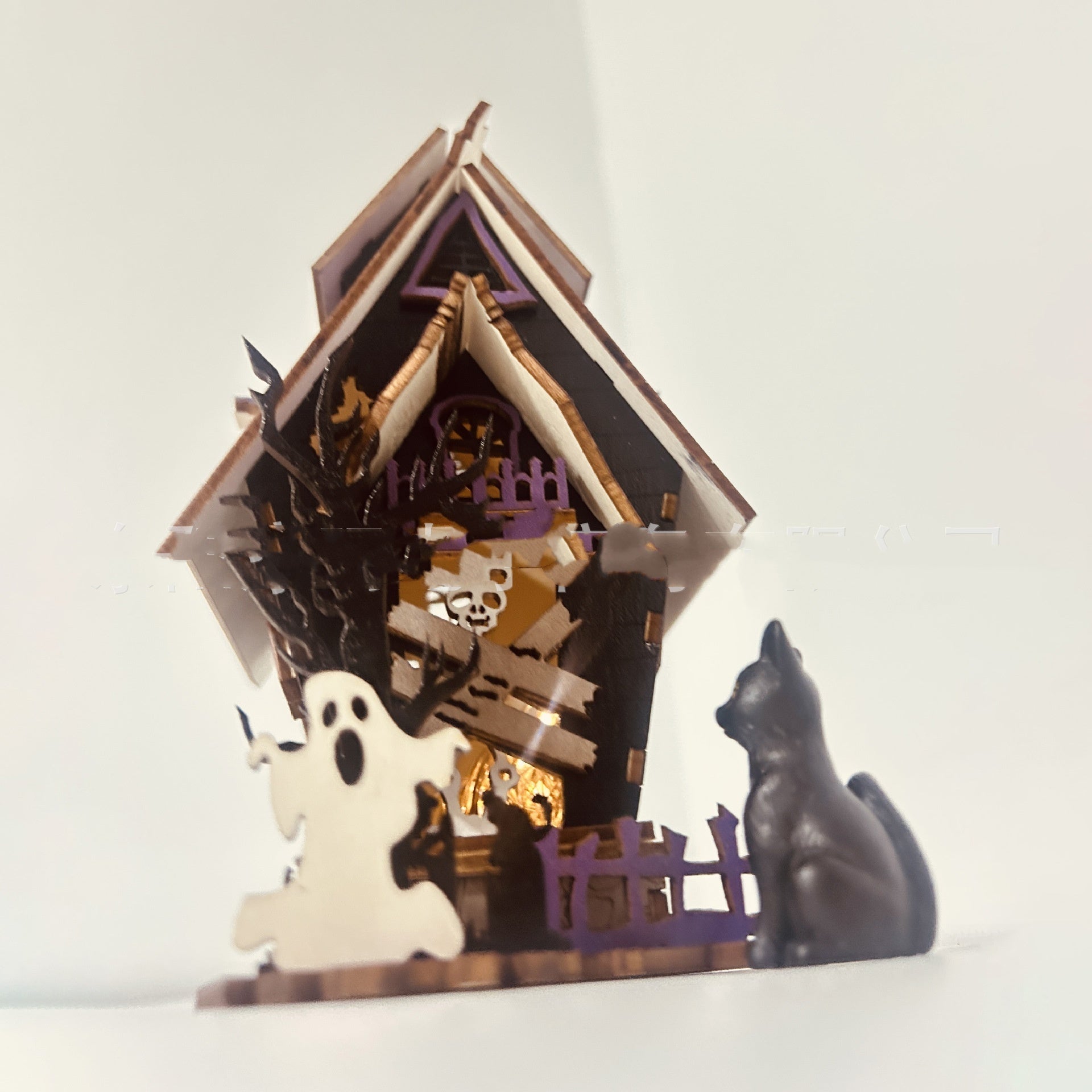 Halloween DIY Wooden Glowing Haunted House Table Decoration 🇨🇳